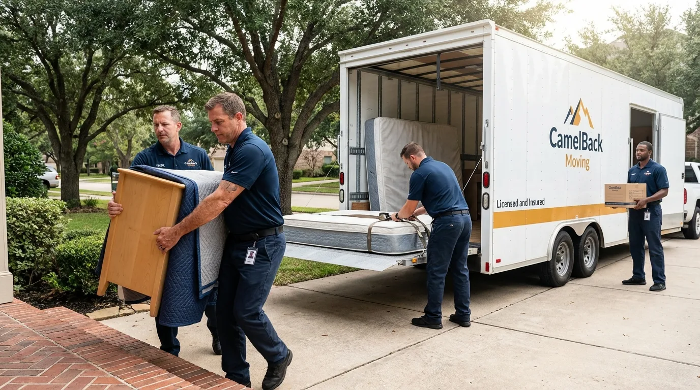 Crew loading residential truck for cross-state move from Romeo, MI