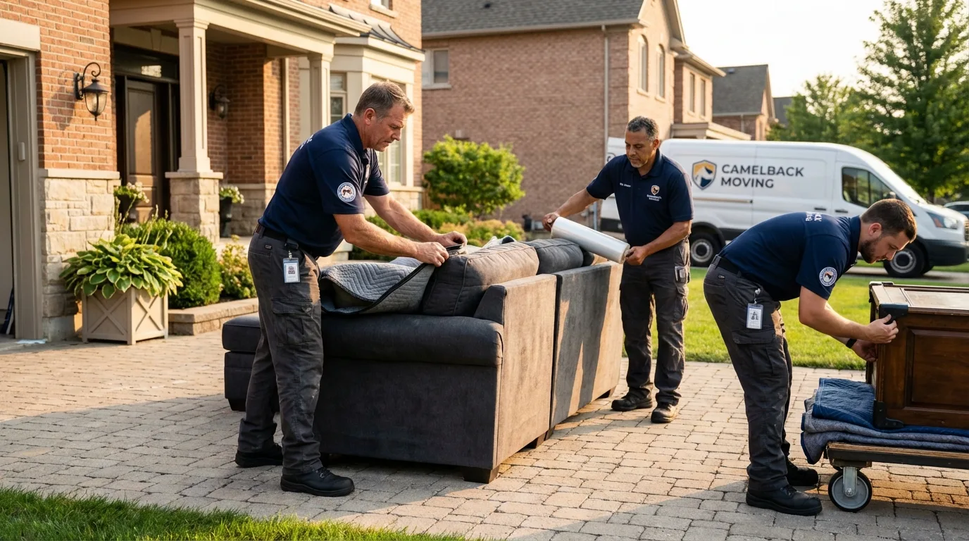 Large estate moving crew wrapping furniture in Romeo, MI