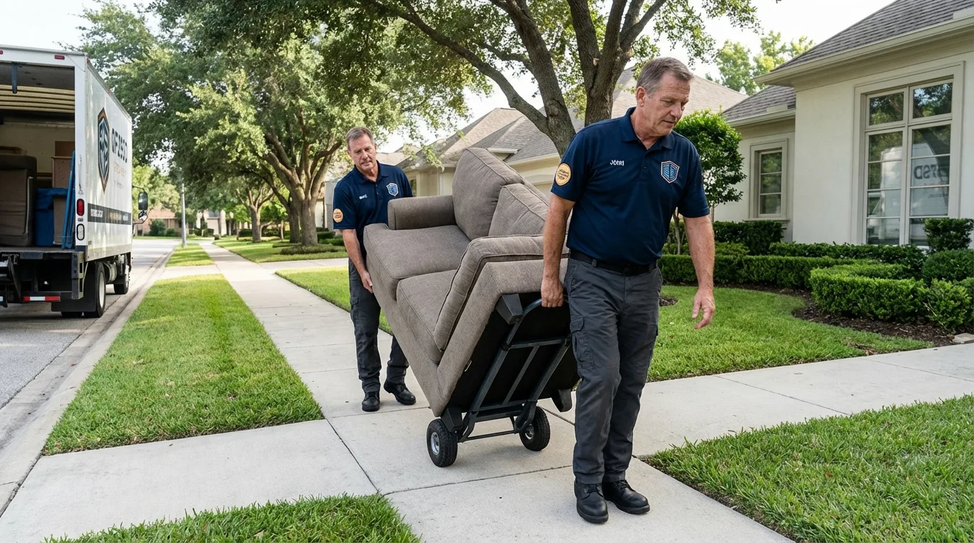 Local residential moving crew loading furniture in Romeo, MI